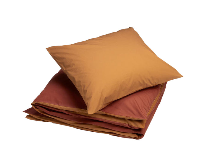Yumeko overtrekset percal double face ochre|rusty 140x220 + 1|60x70