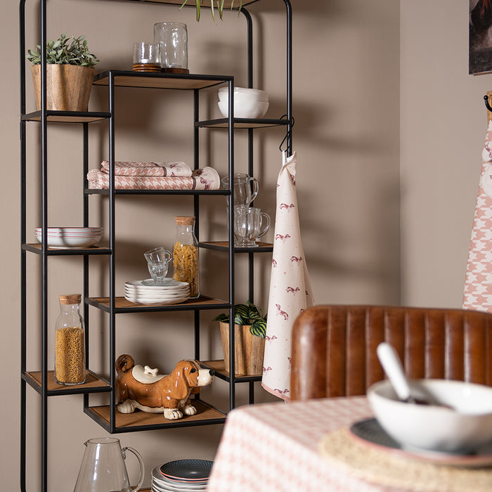 Clayre & Eef Theedoek  50x70 cm Beige Katoen Rechthoek Teckel