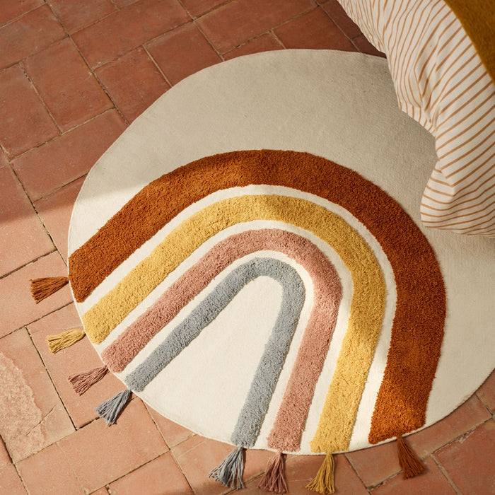 Kave Home - Tadea rond vloerkleed, 100% katoen met een veelkleurige
