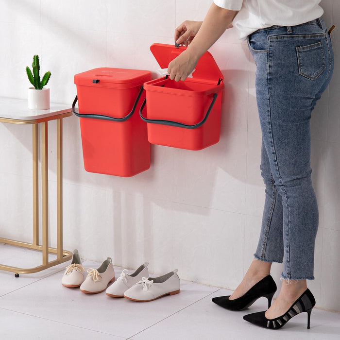 Homra Wall-Up inbouw prullenbak set - 8L + 12L - Rood & Groen