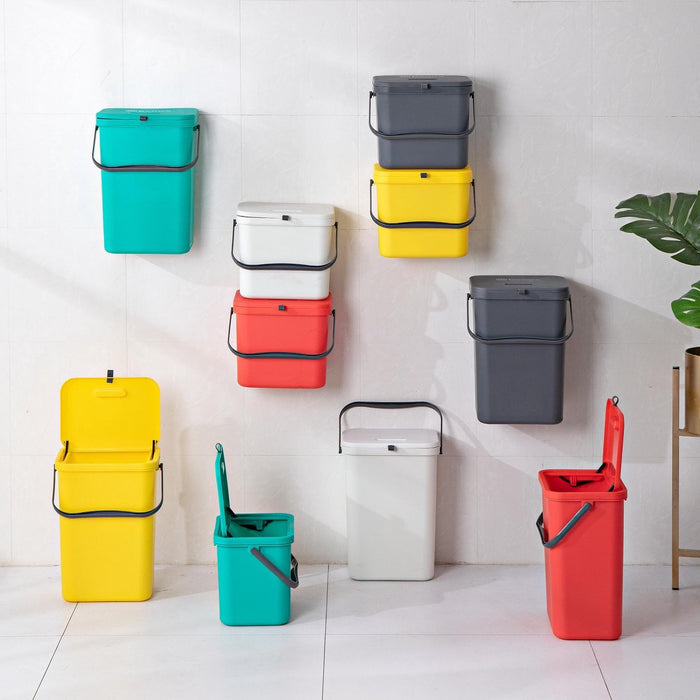 Homra Wall-Up inbouw prullenbak set - 8L + 12L - Rood & Groen