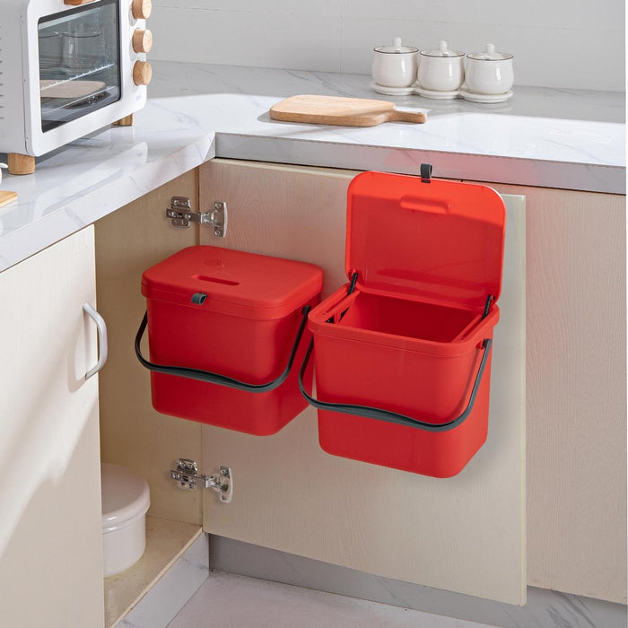 Homra Wall-Up inbouw prullenbak - 8L - Rood