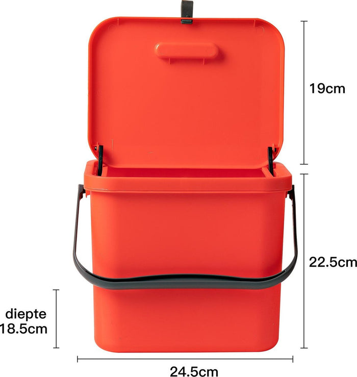 Homra Wall-Up inbouw prullenbak - 8L - Rood
