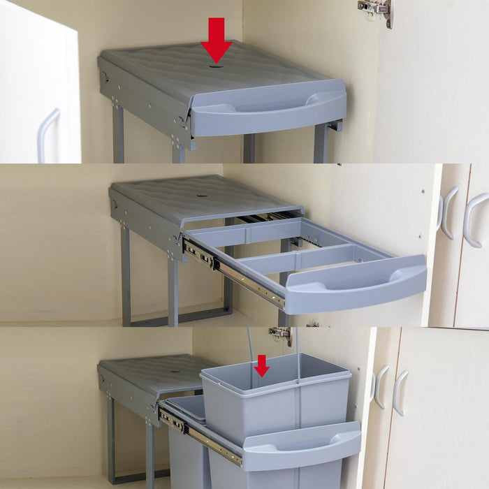 Homra Slide Inbouw Prullenbak - 2 vakken - 40L - Grijs