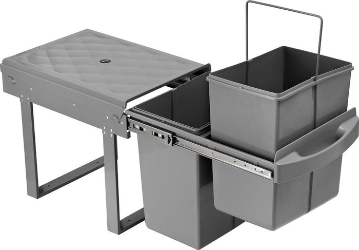 Homra Slide Inbouw Prullenbak - 2 vakken - 40L - Grijs