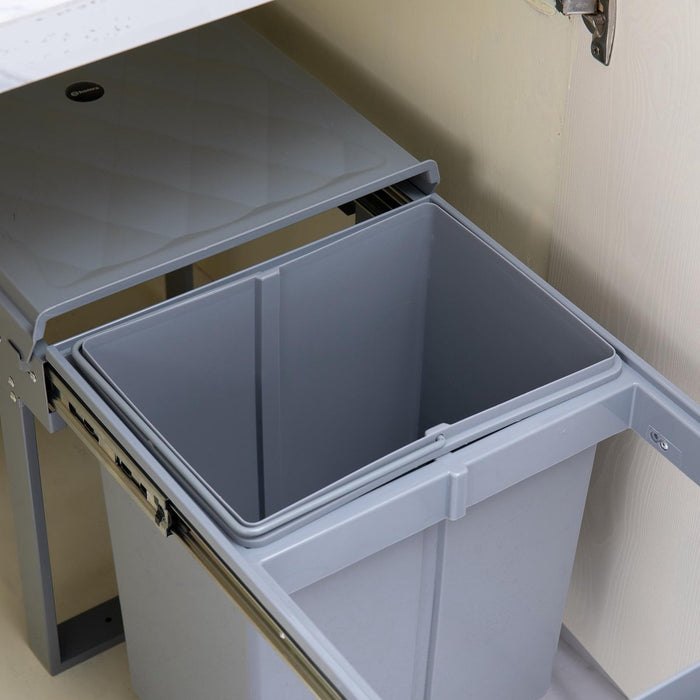 Homra Slide Inbouw Prullenbak - 2 vakken - 40L - Grijs