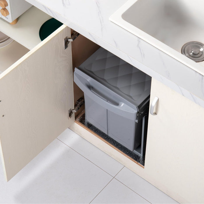 Homra Slide Inbouw Prullenbak - 2 vakken - 40L - Grijs