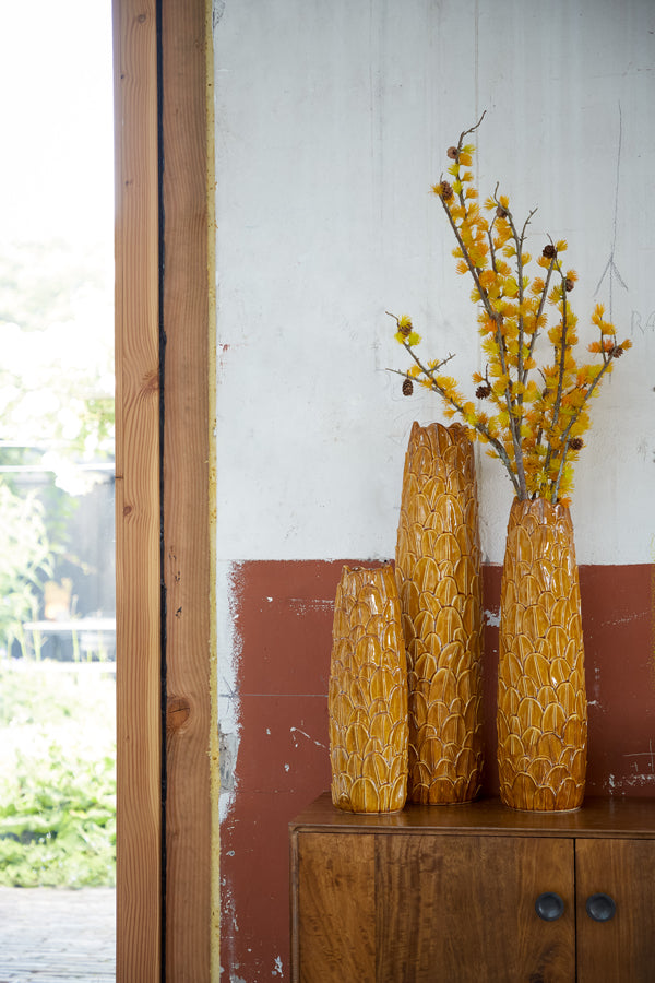 Light & Living Light&living Vaas Ø18,5x73 cm TOINE keramiek okergeel