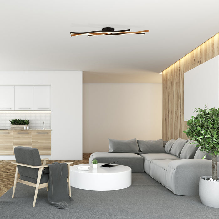 Searchlight Bari Plafondlamp - Swirl Wood