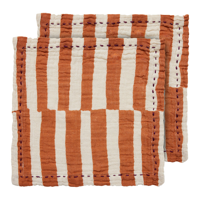 HKliving Striped Tangerine Servetten - Set van 2