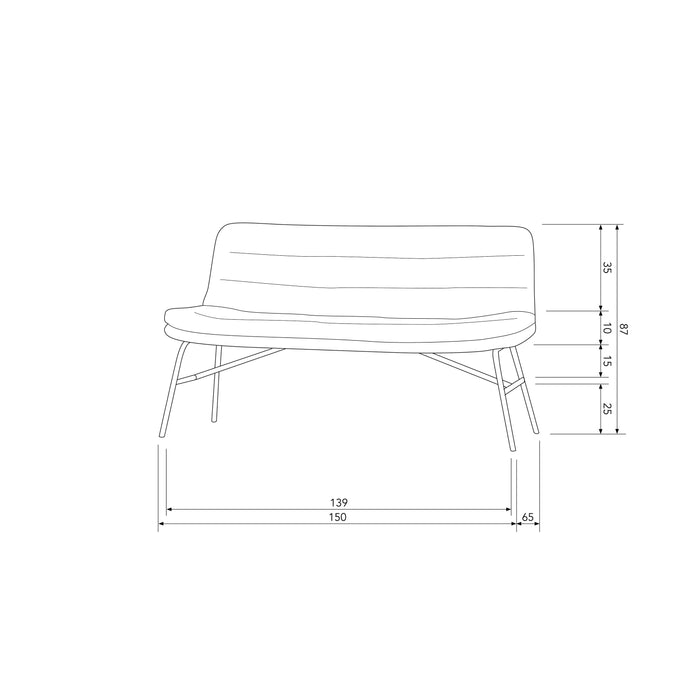 WOOOD Lucy Eetkamerbankje - Bouclé - Off White  - 87x150x67