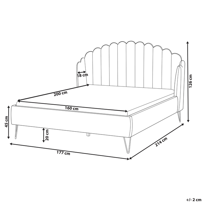 Beliani - AMBILLOU - Tweepersoonsbed - Roze - 160 x 200 cm - Fluweel
