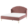 Beliani - AMBILLOU  - Tweepersoonsbed - Roze - 160 x 200 cm - Fluweel