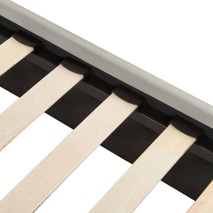 Beliani-CHALEIX -Tweepersoonsbed-Lichtgrijs-140 x 200 cm-Fluweel