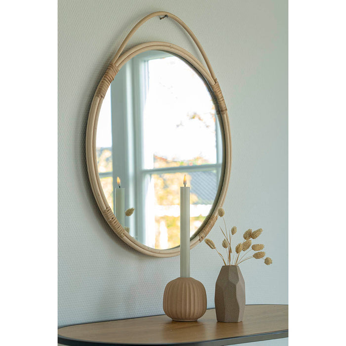 Malo Mirror - Ronde spiegel in natuurlijk rotan Ã˜50 cm
