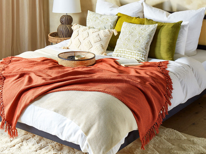 Beliani - YARSA - Plaid - Rood - 125 x 150 cm - Katoen