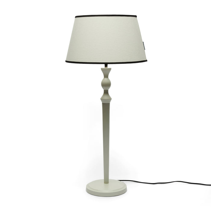 Riviera Maison Lampenkap rond schuin met zwarte rand - Linen - Wit