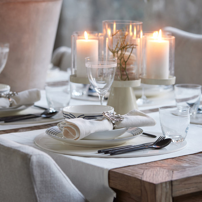 Riviera Maison ontbijtbord, bord strepen - Shoreline - Blauw| Wit