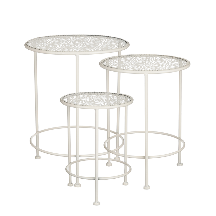 Mica Decorations Tierra Bijzettafel voor Buiten - Set van 3 - Beige