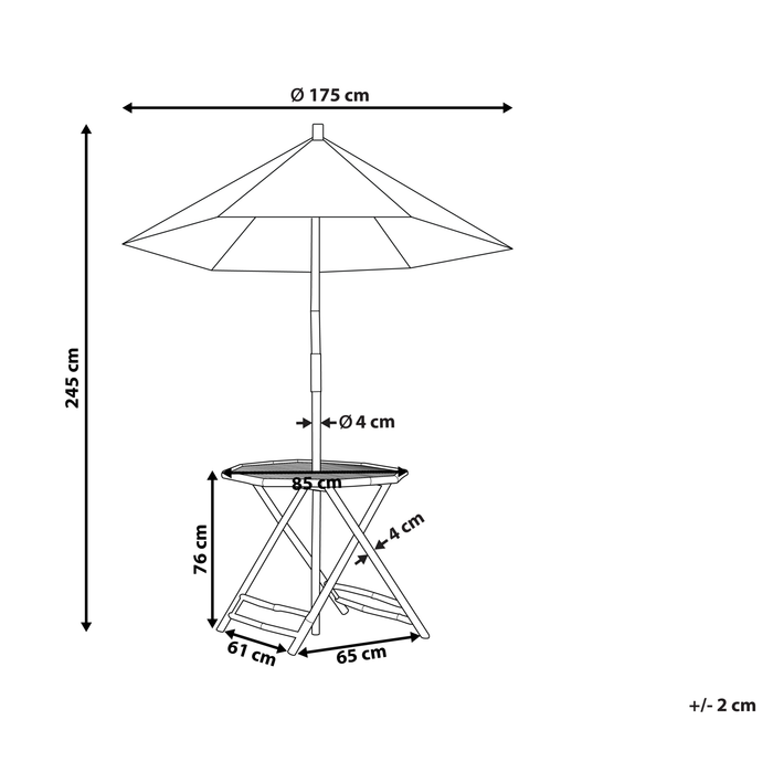 Beliani-MOLISE -Tuintafel-Lichte houtkleur-85 x 85 cm-Bamboehout