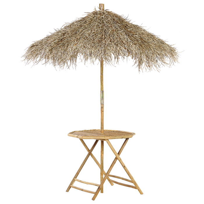 Beliani-MOLISE -Tuintafel-Lichte houtkleur-85 x 85 cm-Bamboehout