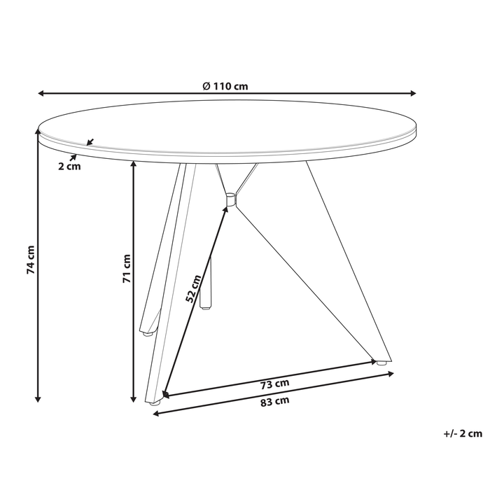 Beliani - OLMETTO - Tuintafel - Zwart - 110 x 83 cm - Aluminium