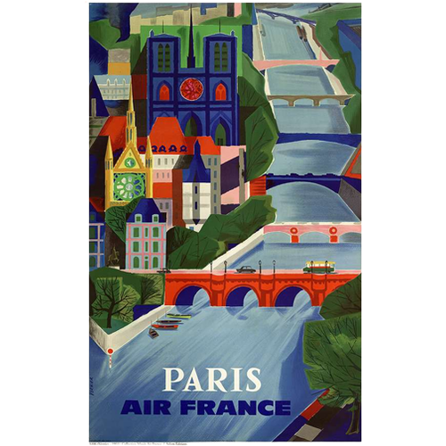Reliving Vintage Prent Air France Paris