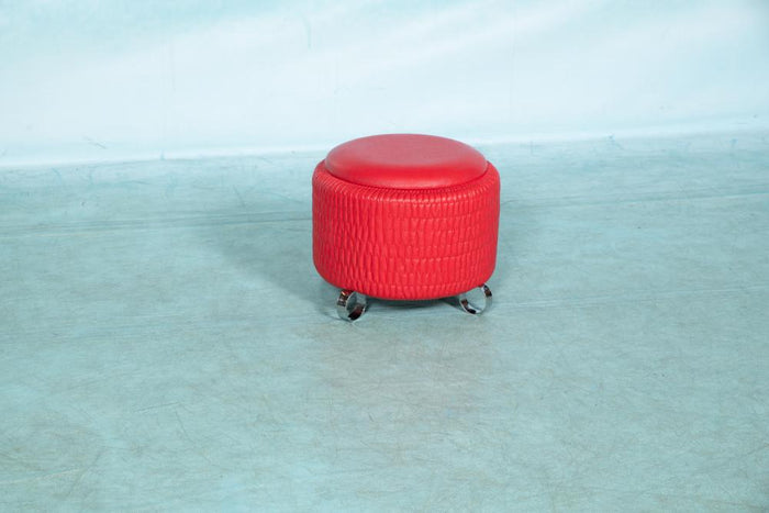Reliving Space Age Ronde Rode Voetenbank, Vintage Jaren 60|70 Poef