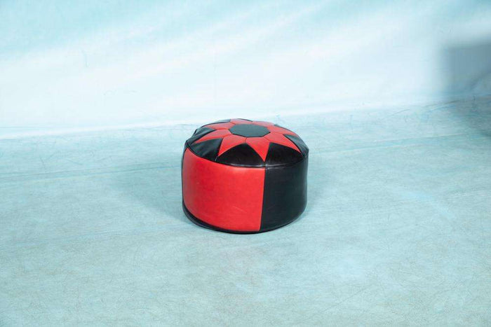 Reliving Vintage Jaren 60 Patchwork Ronde Poef, Retro Voetenbank