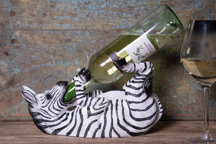 Clayre & Eef Wijnrek Zebra 32x12x18 cm Zwart Kunststof Flessenrek