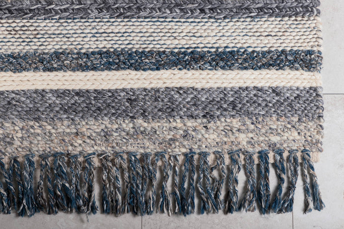 Hioshop Agra vloerkleed 240x170 cm wol blauw, grijs.