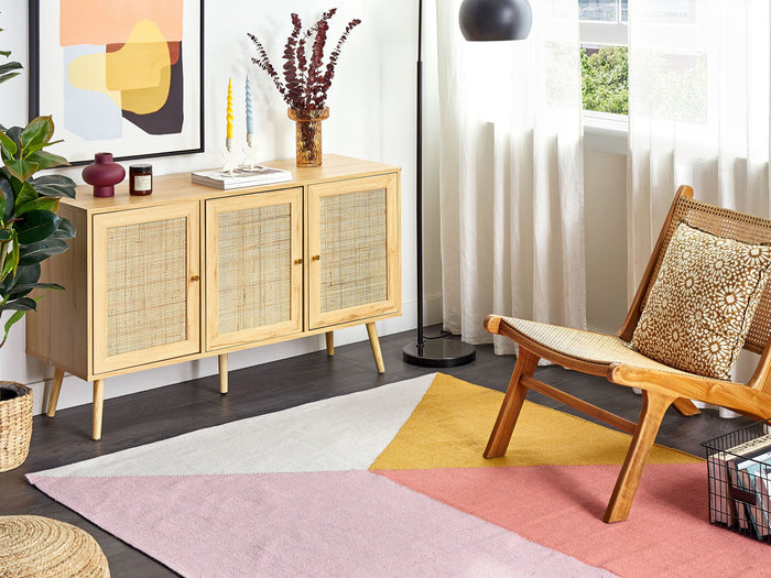 Beliani-NIZIP-Modern vloerkleed-Multicolor-140 x 200 cm-Katoen