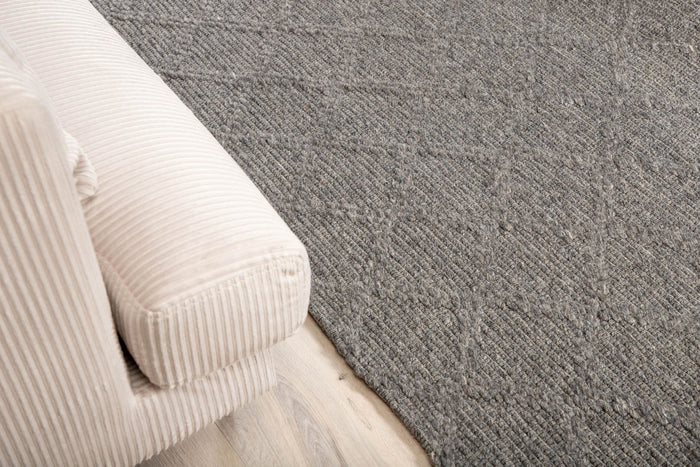 Hioshop Cloudy vloerkleed 300x200 cm wol grijs.