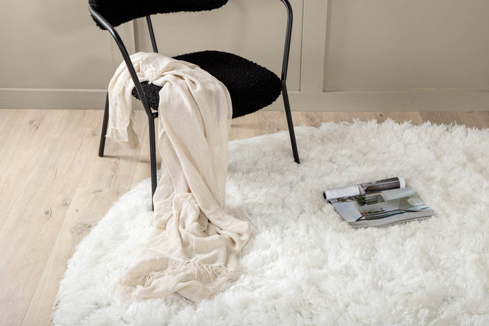 Hioshop Grace vloerkleed Ø200 cm polyester wit.