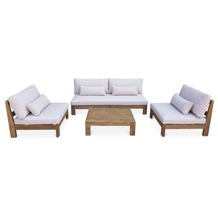 sweeek - Houten loungeset premium, 5 zitplaatsen