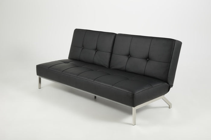 Hioshop Slaapbank Per zwart lederlook.