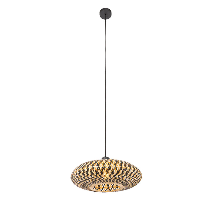 QAZQA Oosterse hanglamp zwart bamboe 40 cm - Ostrava