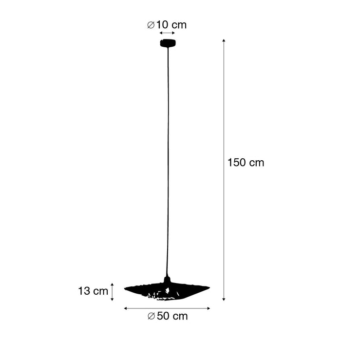QAZQA Oosterse hanglamp zwart met bamboe 50cm - Rina