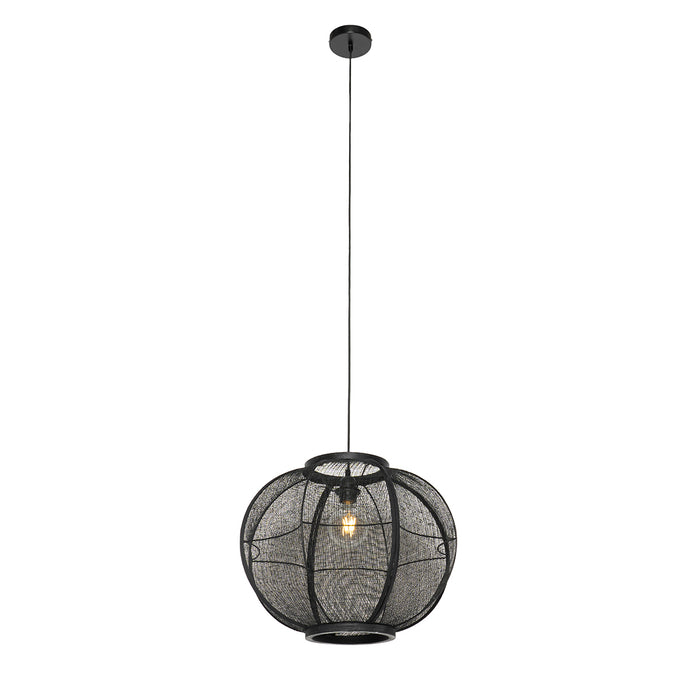 QAZQA Oosterse hanglamp zwart stof 48 cm - Rob