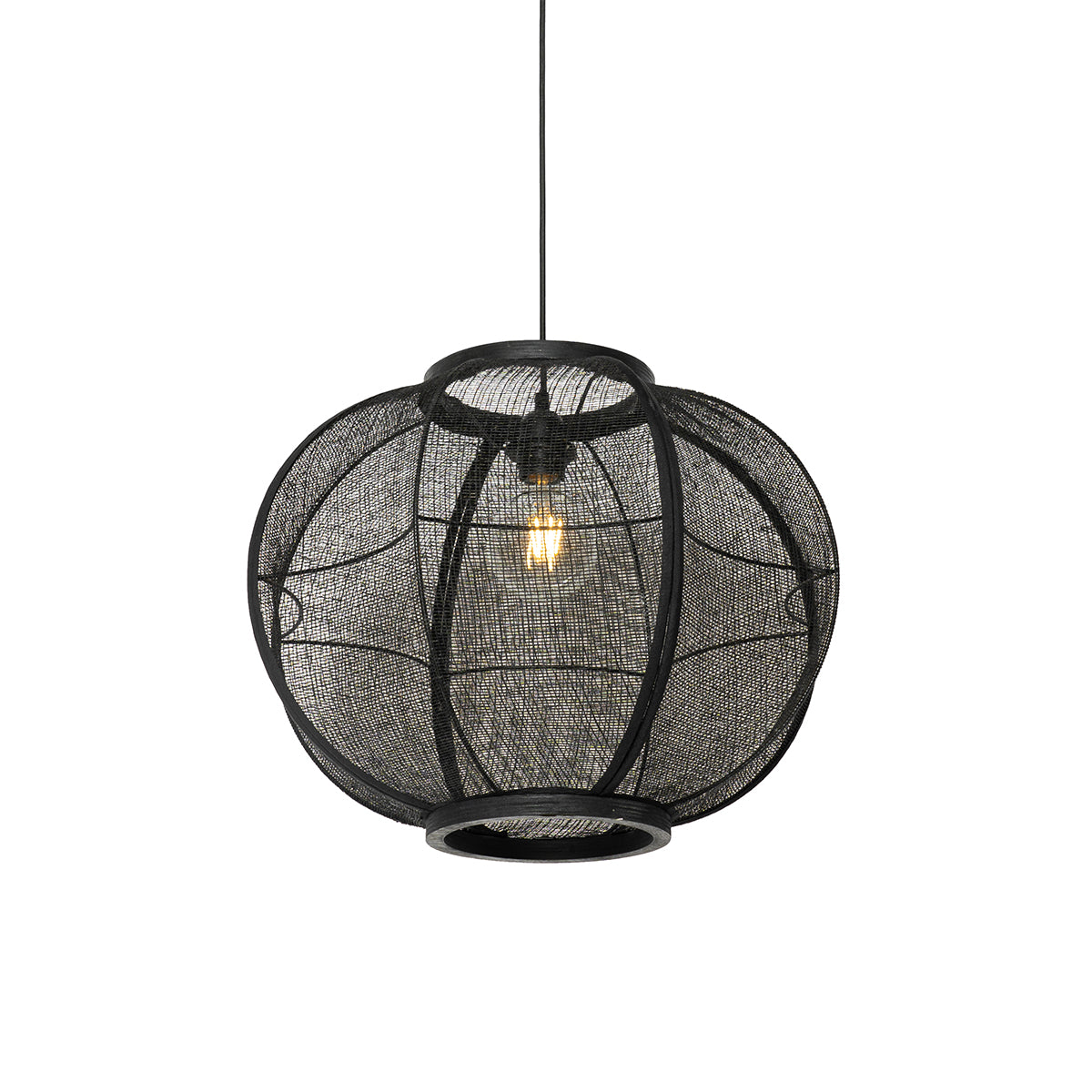 QAZQA Oosterse hanglamp zwart stof 48 cm - Rob