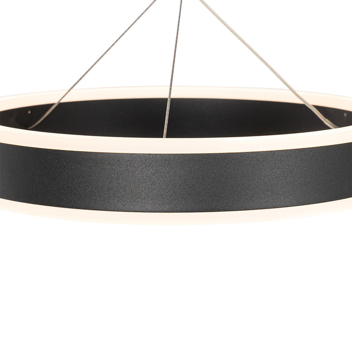 QAZQA Hanglamp zwart rond incl. LED 3-staps dimbaar 3-lichts - Lyani