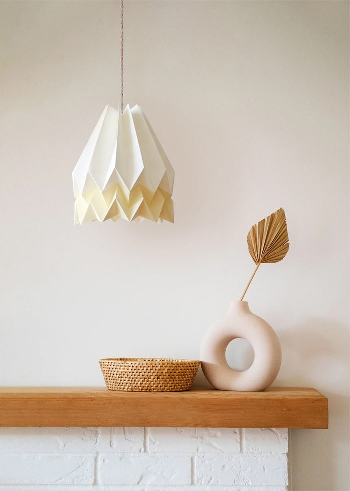 Orikomi Origami Hanglamp - Duo - Wit &amp; Lichtgeel - Koordset wit