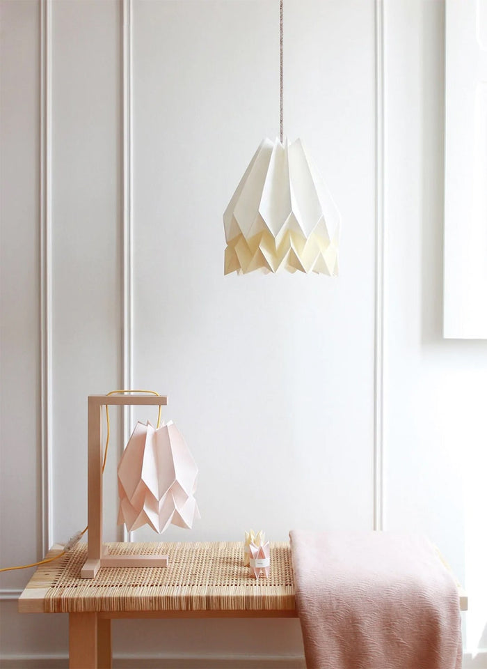 Orikomi Origami Hanglamp - Duo - Wit &amp; Lichtgeel - Koordset wit