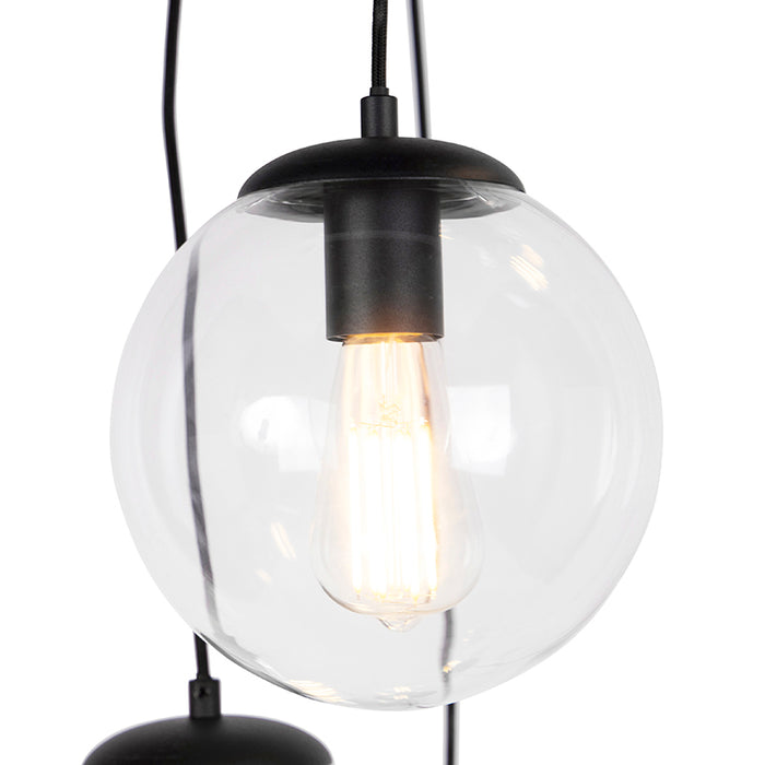 QAZQA Smart hanglamp zwart 7-lichts incl. Wifi ST64 - Pallon