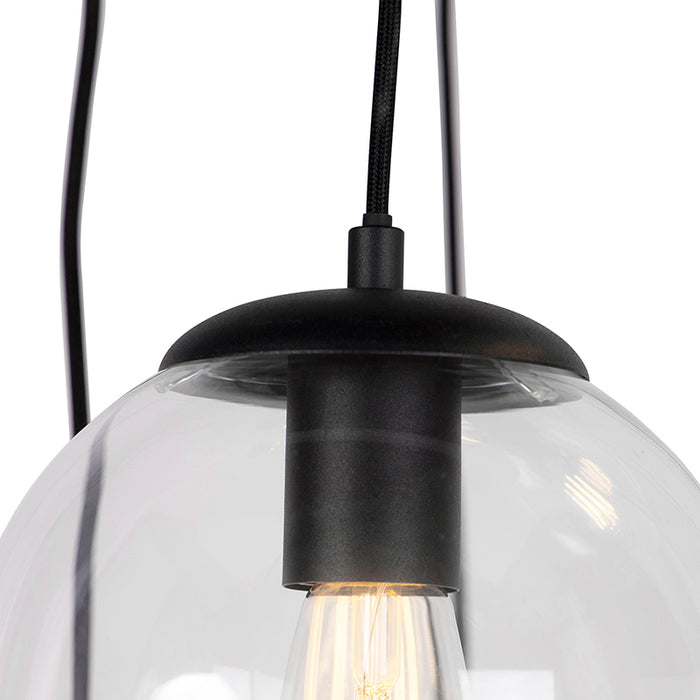 QAZQA Smart hanglamp zwart 7-lichts incl. Wifi ST64 - Pallon