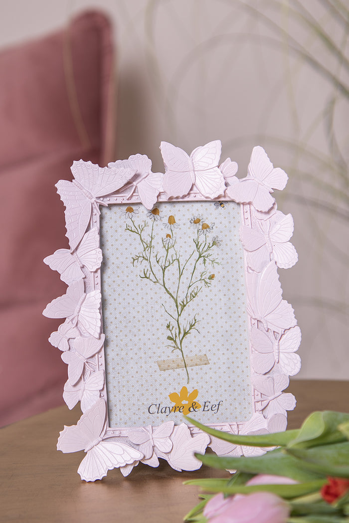 Clayre & Eef Fotolijst  10x15 cm Roze Kunststof Glas Fotokader