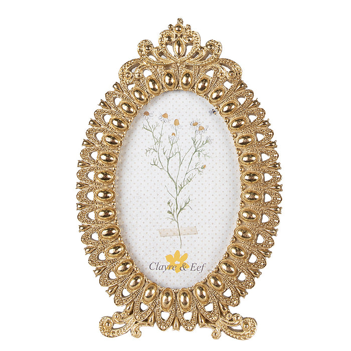 Clayre & Eef Fotolijst  10x15 cm Goudkleurig Kunststof Fotokader