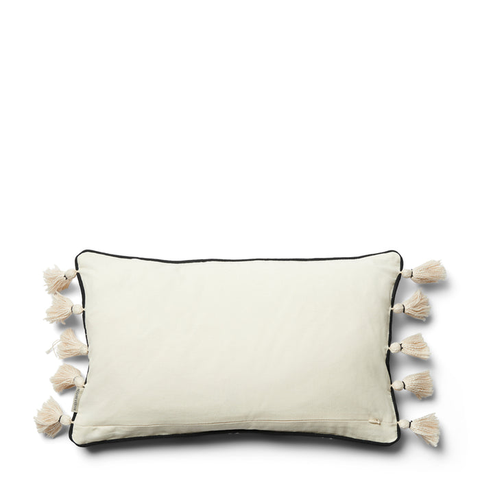 Riviera Maison kussenhoes 50x50 met kwastjes - Ko Olina - Zwart|Wit