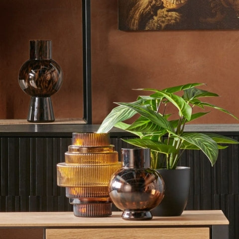 Light & Living Vaas Narra S - Bruin - Glas - 18x22x18cm (BxHxD)