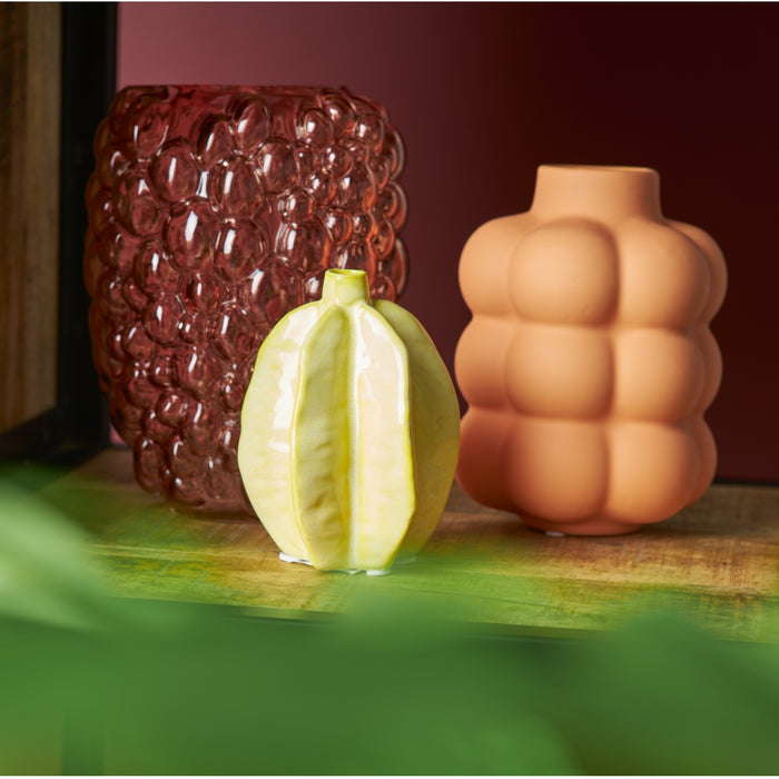 Light & Living Vaas Akosi S - Geel - Keramiek - 10x13x10cm (BxHxD)